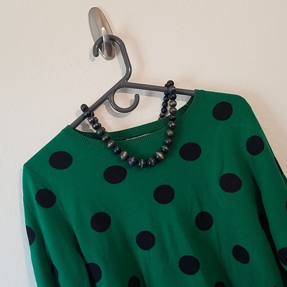 Banana Republic Green / Navy Polka Dot Sweater, M